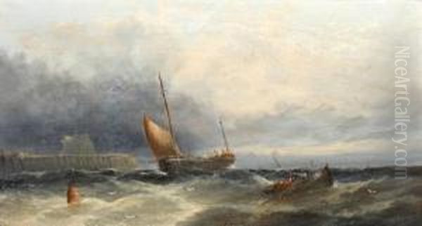 On The French Coast Near Honfleur Oil Painting by William Harry Williamson