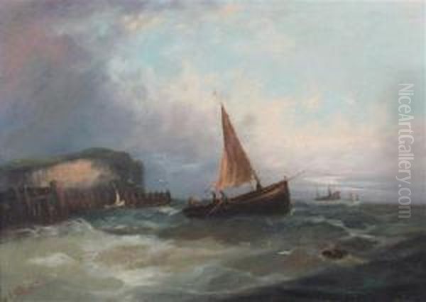 Fishing Boats At Sea Oil Painting by William Harry Williamson