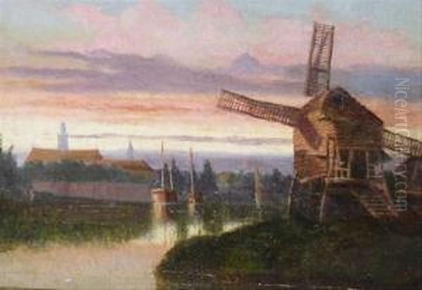 Mill At Maarten Oil Painting by Williams M Williamson