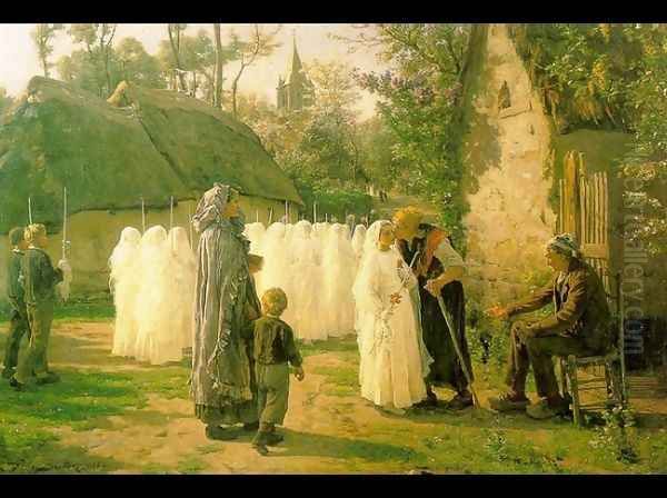 The Communicants (The First Communion) 1884 Oil Painting by Jules Breton