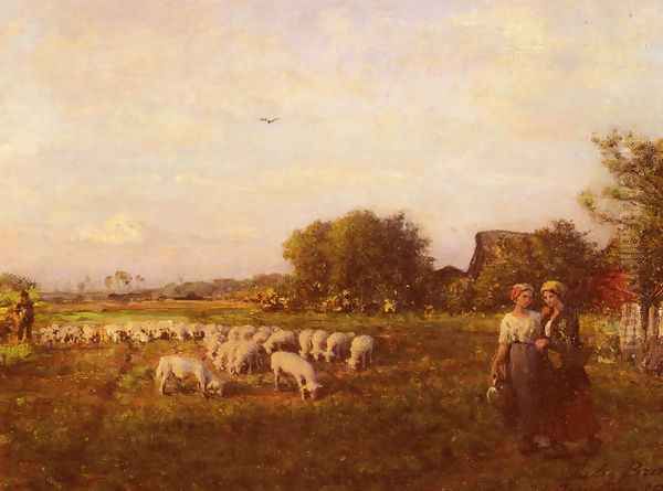 La Bergere (The Shepherd) Oil Painting by Jules Breton