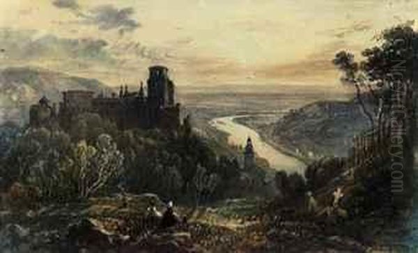 View Of Heidelburg On The Rhine Oil Painting by Henry Brittan Willis