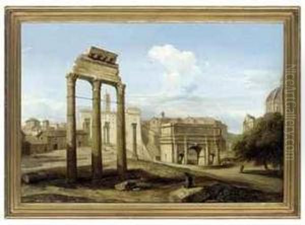 A Capriccio Of Classical Ruins Oil Painting by Henry Brittan Willis