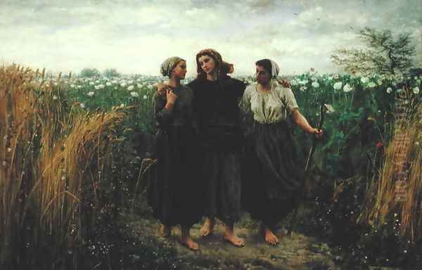 Returning from the Fields, 1871 Oil Painting by Jules Breton