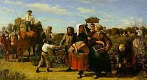 The Vintage at Chateau Lagrange Oil Painting by Jules Breton