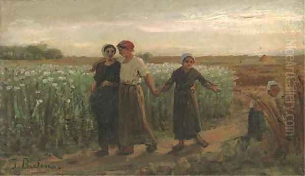 Dans les oeillettes, le soir Oil Painting by Jules Breton