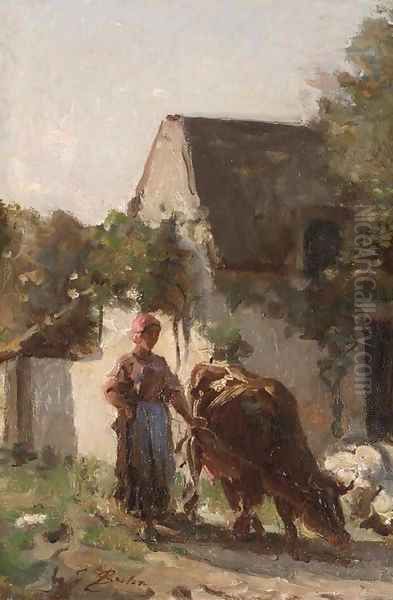 Gardeuse de vache Oil Painting by Jules Breton