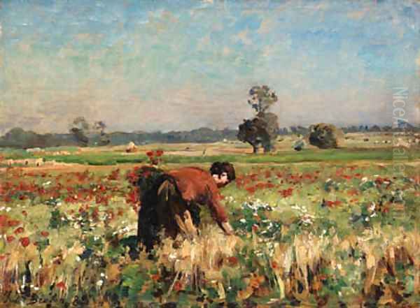 Le Pr fleuri Courrires (The Flowering Field in Courrires) Oil Painting by Jules Breton