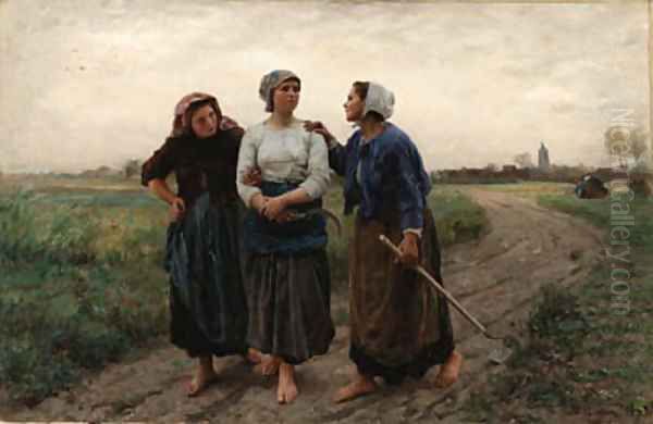 Les Amies (Setting out for the Fields) Oil Painting by Jules Breton