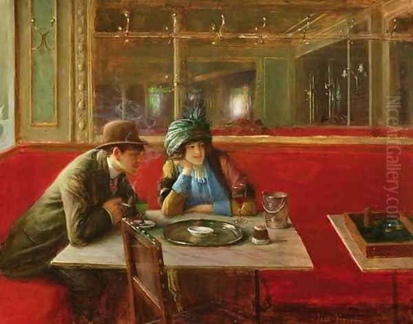 At the Cafe Oil Painting by Jean-Georges Beraud