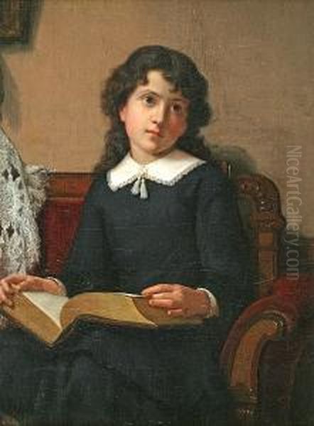 Girl Reading Oil Painting by Lemuel Everett Wilmarth