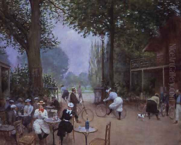 The Chalet du Cycle in the Bois de Boulogne, c.1900 Oil Painting by Jean-Georges Beraud