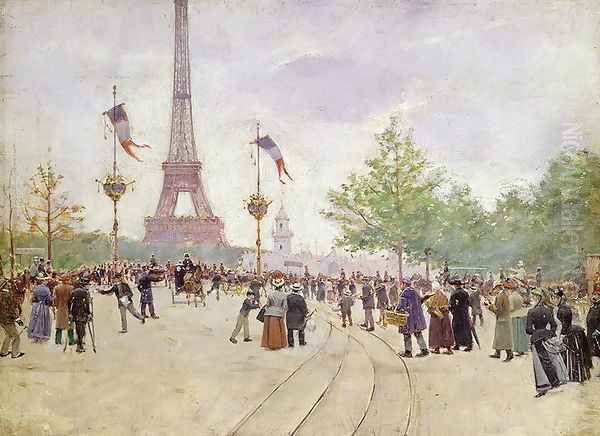 Entrance to the Exposition Universelle 1889 Oil Painting by Jean-Georges Beraud