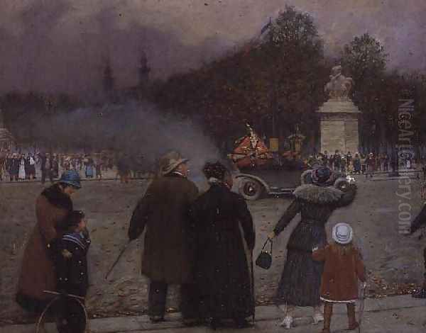 The German Flag Taken to Les Invalides, c.1914 Oil Painting by Jean-Georges Beraud