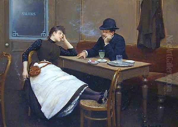 Au Cafe 1986 Oil Painting by Jean-Georges Beraud