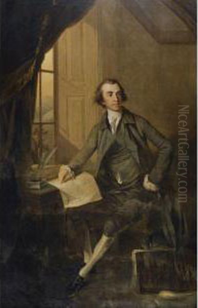 Portrait Of Sir George Savile Oil Painting by Benjamin Wilson