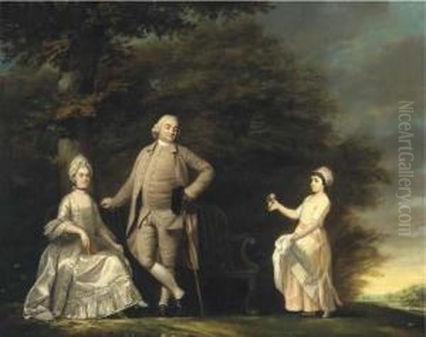 Group Portrait Of The Hussey Family Oil Painting by Benjamin Wilson