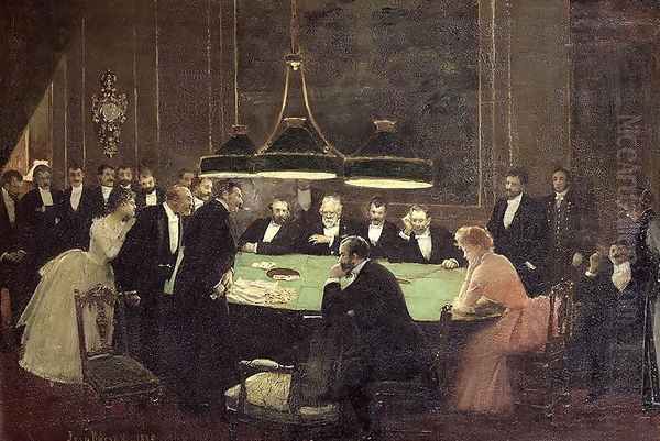 The Gaming Room at the Casino, 1889 Oil Painting by Jean-Georges Beraud