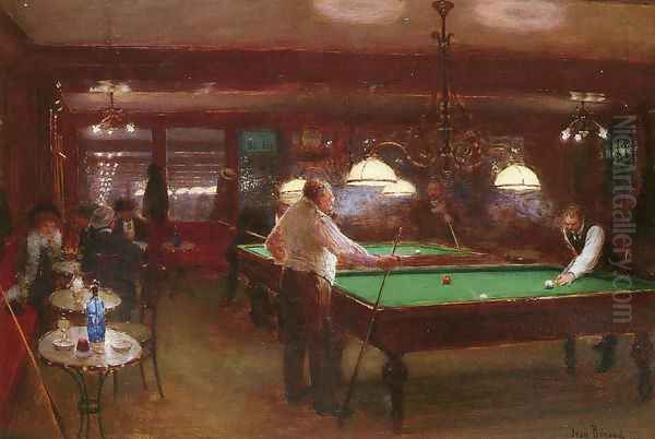 La Partie De Billard (A Game of Billiards) Oil Painting by Jean-Georges Beraud