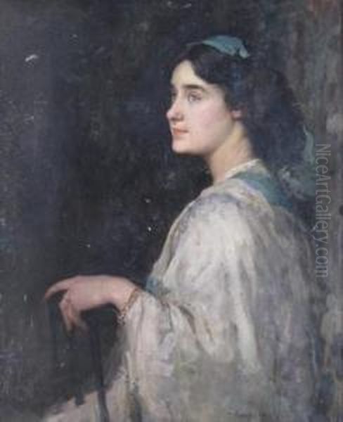 Portrait Of A Young Lady, Half Length, In Profile Oil Painting by David Forrester Wilson