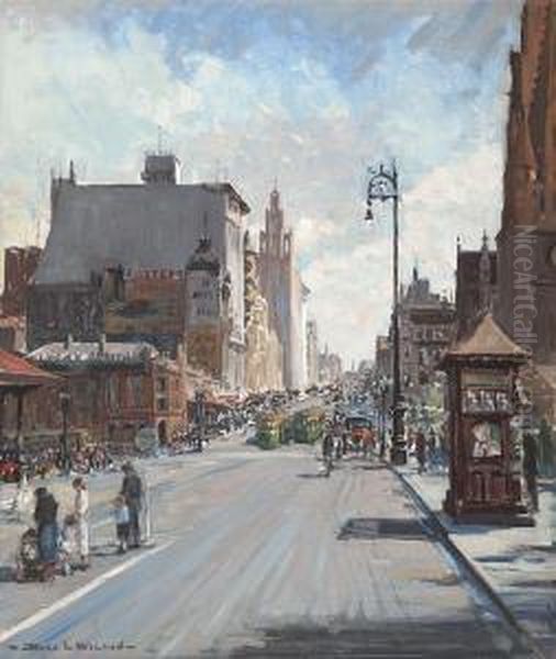 Swanston Street (melbourne) Oil Painting by Dora Lynnell Wilson