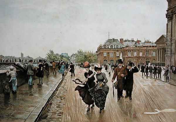 Un Coup de Vent, c.1889 Oil Painting by Jean-Georges Beraud