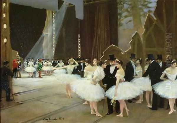 In the Wings at the Opera House 1889 Oil Painting by Jean-Georges Beraud