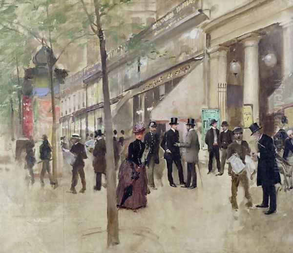 The Boulevard Montmartre and the Theatre des Varietes c.1886 Oil Painting by Jean-Georges Beraud