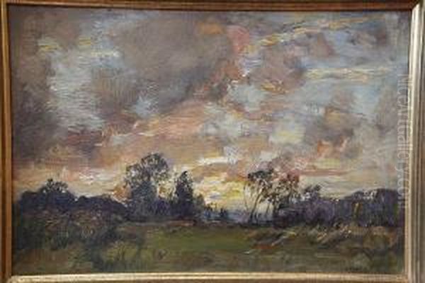 Stormy Sunset - Hertfordshire Oil Painting by Henry Mitton Wilson