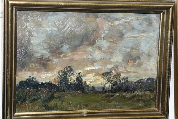 A Wooded Landscape Oil Painting by Henry Mitton Wilson