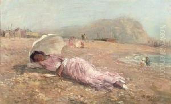 The Girl In The Pink Dress Oil Painting by Henry Mitton Wilson