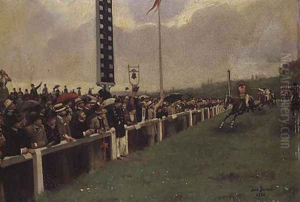 The Course at Longchamps, 1886 Oil Painting by Jean-Georges Beraud