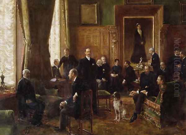 The Salon of the Countess Potocka 1887 Oil Painting by Jean-Georges Beraud