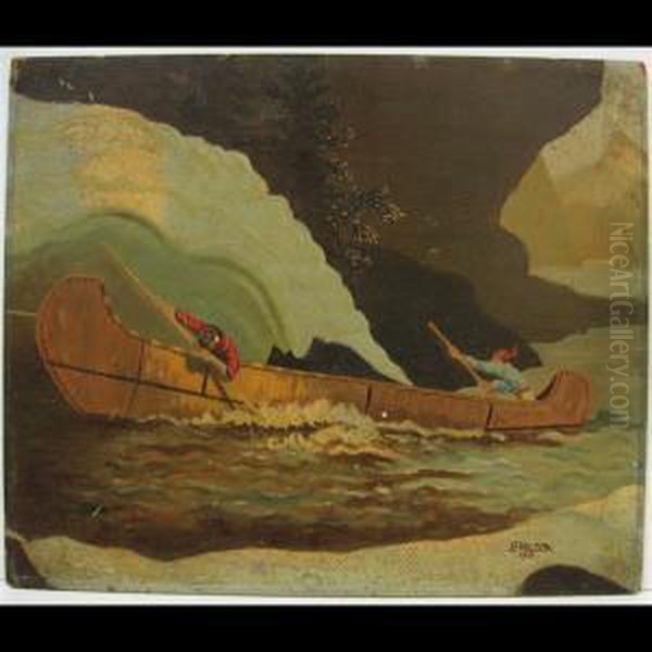 Canoers Oil Painting by John Francis Wilson