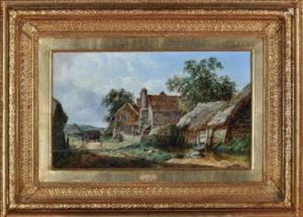 A Horsecart Arriving At A Manor House Oil Painting by John James Wilson