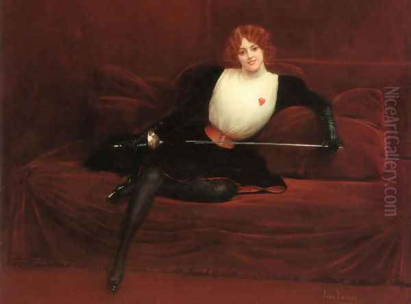 L'escrimeuse (The Swordswoman) Oil Painting by Jean-Georges Beraud