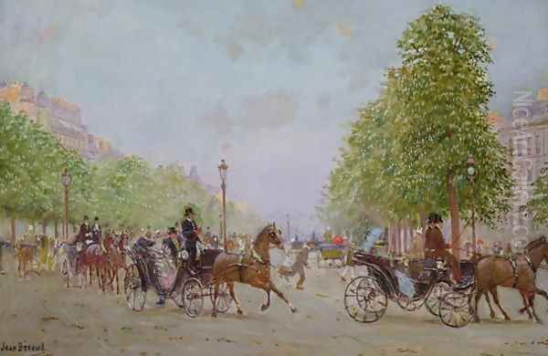 The Promenade on the Champs-Elysees Oil Painting by Jean-Georges Beraud