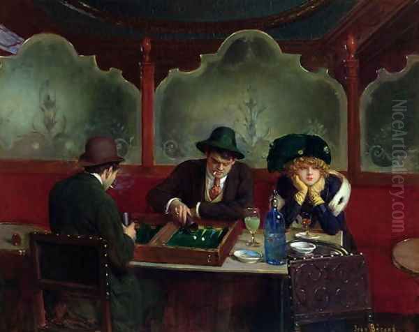 The Backgammon Players Oil Painting by Jean-Georges Beraud