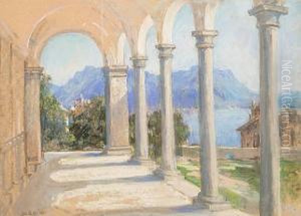 An Italian Villa Oil Painting by Mary Georgina Wade Wilson