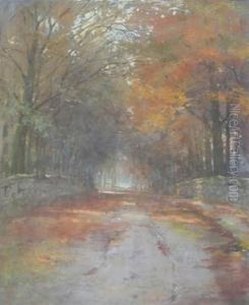 Avenue In Autumn Oil Painting by Mary Georgina Wade Wilson