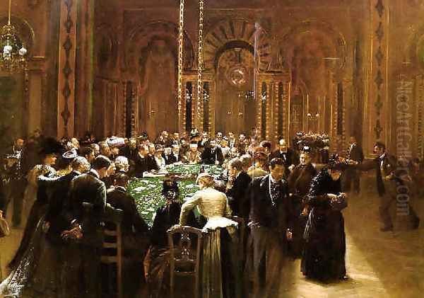 The casino at Monte Carlo (Rien ne va plus !) 1890 Oil Painting by Jean-Georges Beraud