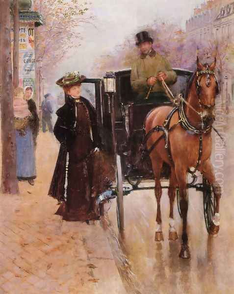 Home, Driver ! Oil Painting by Jean-Georges Beraud