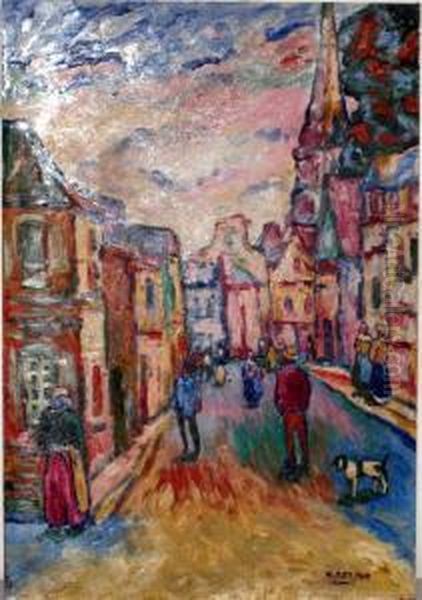 Scene De Rue En Bretagne Oil Painting by Pat Wilson