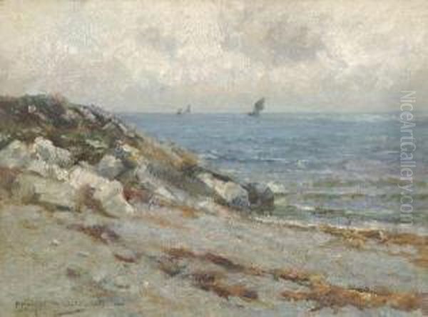 Coastal Scene With Distant Vessels Oil Painting by Peter MacGregor Wilson