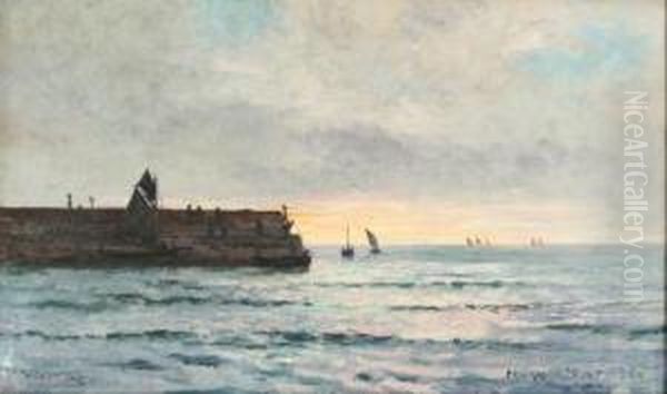 Coastal Scene With Fishing Boats Oil Painting by Peter MacGregor Wilson