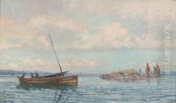 Coastal Scene With Fishing Boat Oil Painting by Peter MacGregor Wilson