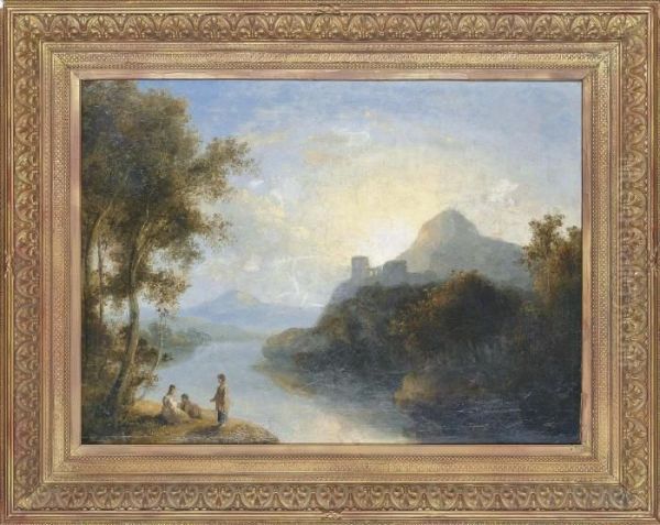 A View Of The Arno With Figures In The Foreground Oil Painting by Richard Wilson