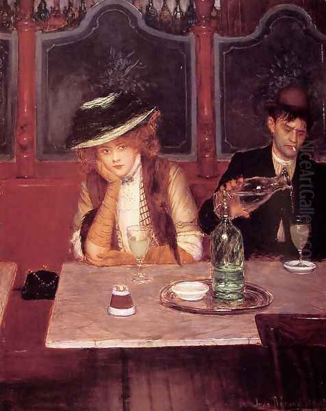 The Drinkers Oil Painting by Jean-Georges Beraud