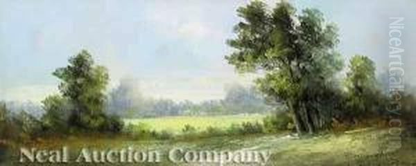 Sunlitmeadow In Kentucky Oil Painting by Robert Burns Wilson