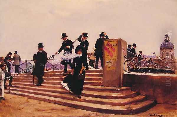 Pont des arts (Bridge of Art) (or Windy day) Oil Painting by Jean-Georges Beraud